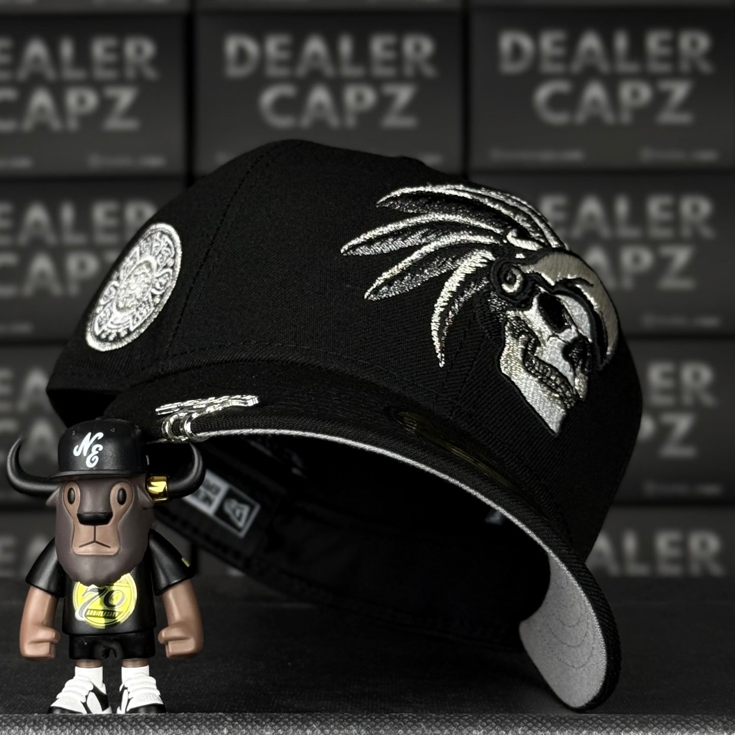SKULL AZTECA METALLIC BLACK