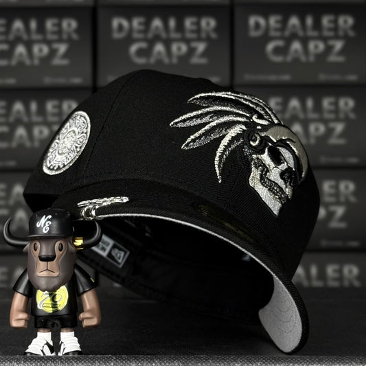 SKULL AZTECA METALLIC BLACK