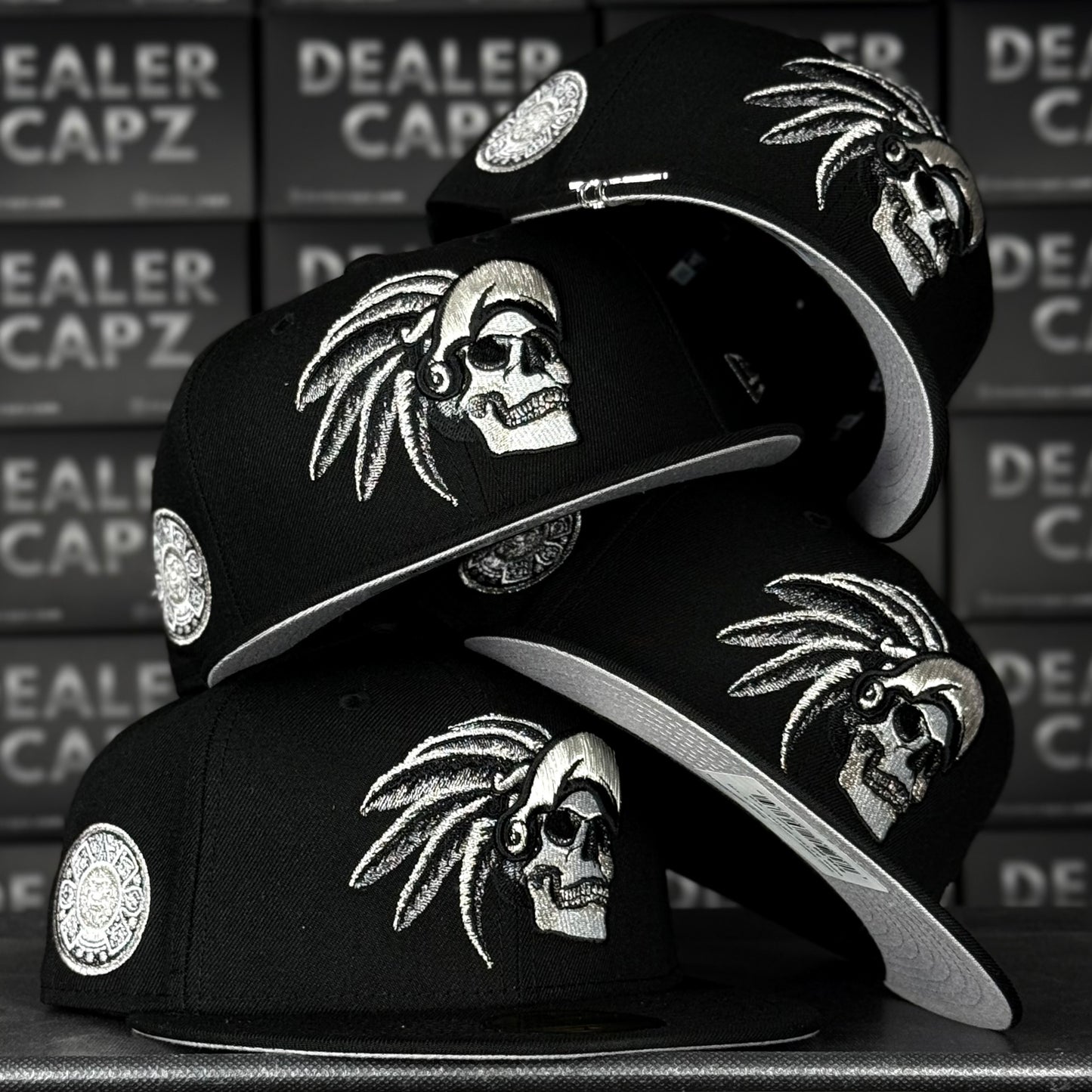 SKULL AZTECA METALLIC BLACK