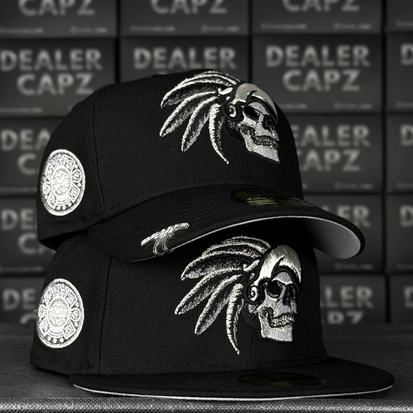 SKULL AZTECA METALLIC BLACK